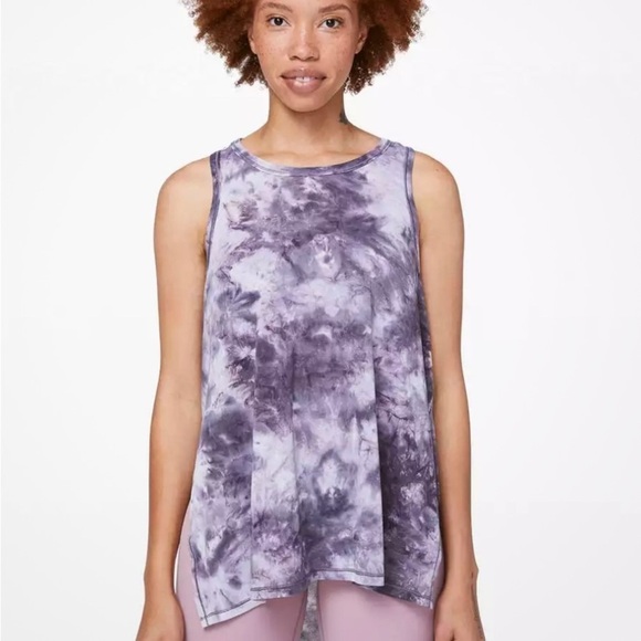 Lululemon XS Long for Length Tank Top in Diamond Tie Dye Glacier Grey Moonwalk - Picture 4 of 8
